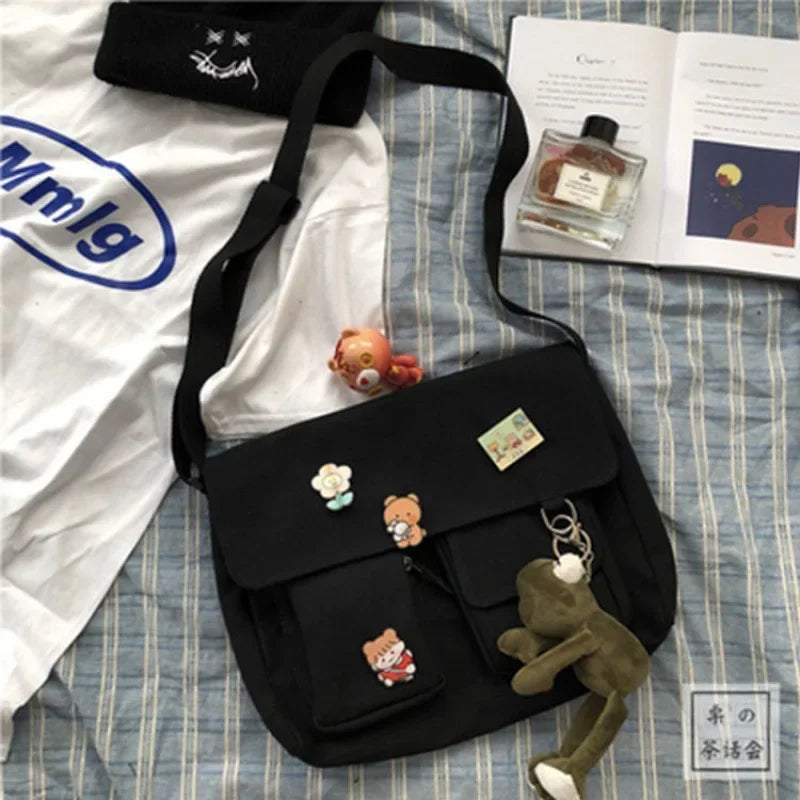 Canvas Messenger Shoulder Bag for Women & Girls