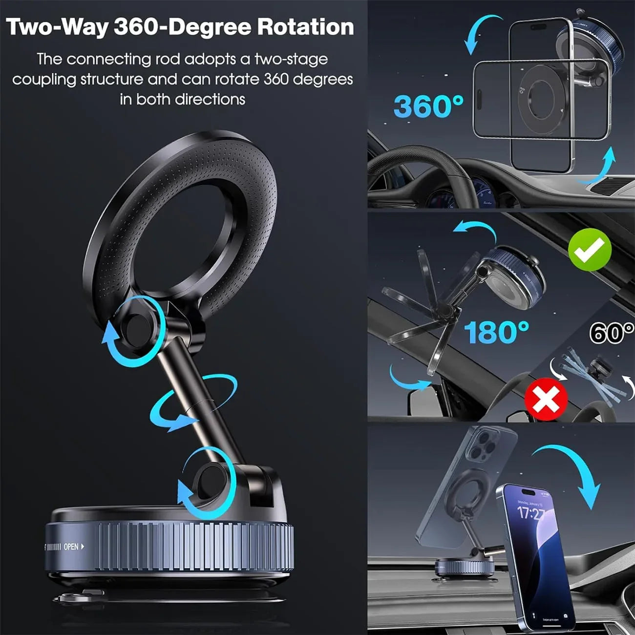 2026 Magnetic Car Phone Holder – 360° Rotatable