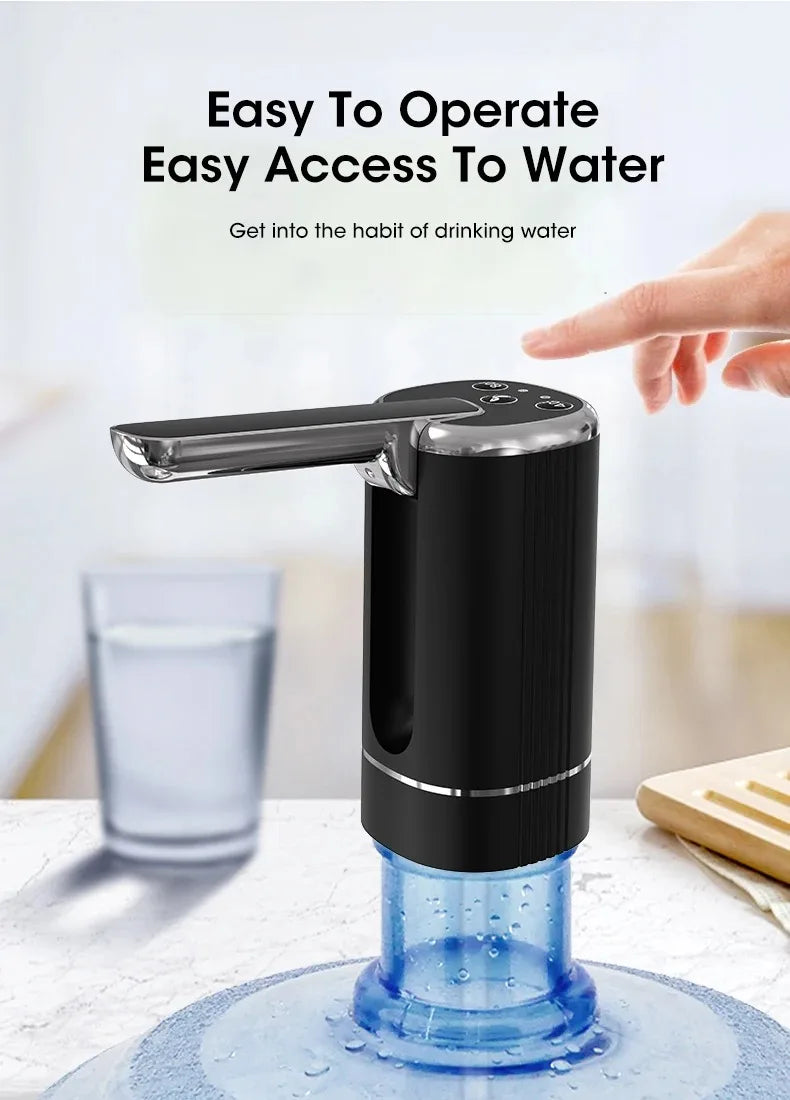 Foldable Water Dispenser Pump Handheld Portable USB Rechargeable Electric for Bottle Jug No Spill Quick Flow Desk Travel Camping