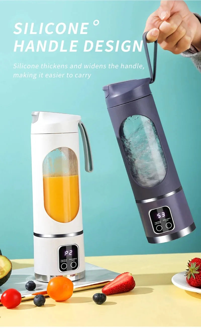2025 New Household Charging MINI Crushed Ice Electric Juicer Powerful Motor 450ML Large Capacity Digital Display Juice Cup