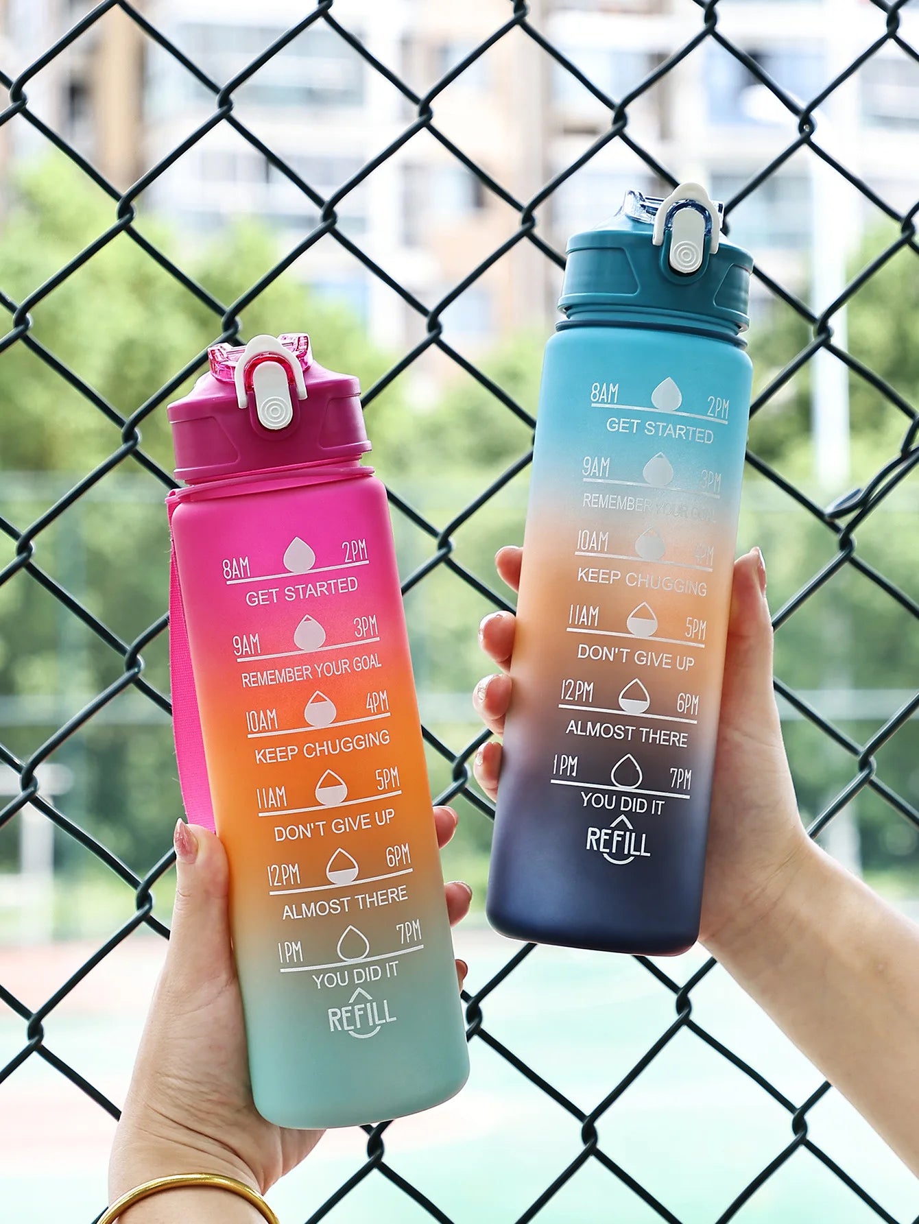 750ML Sports Water Bottle with Time-Tracking Straw Leak Proof Locking Flip Cover for Easy Carry Ideal for Outdoor Adventures
