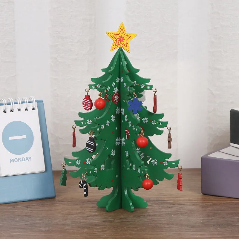 Christmas Tree Children's Handmade DIY Stereo Wooden Christmas Tree Scene Layout Christmas Decorations Ornaments Hot