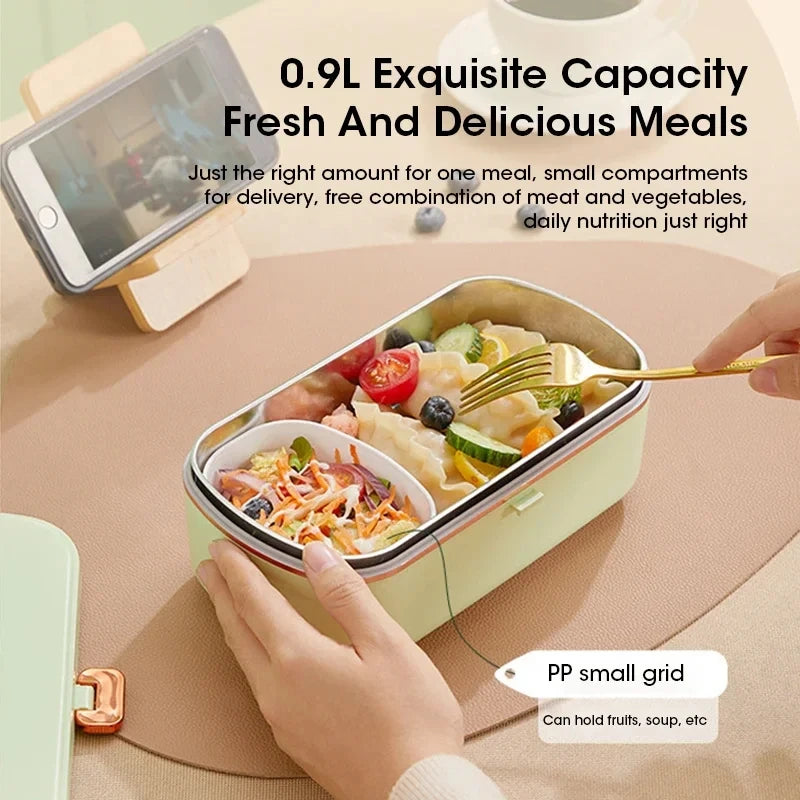 Electric Lunch Box Portable Food Warmer Water Free Bento Box Stainless Steel Food Warmer Office Food Lunch Box Electric Heater