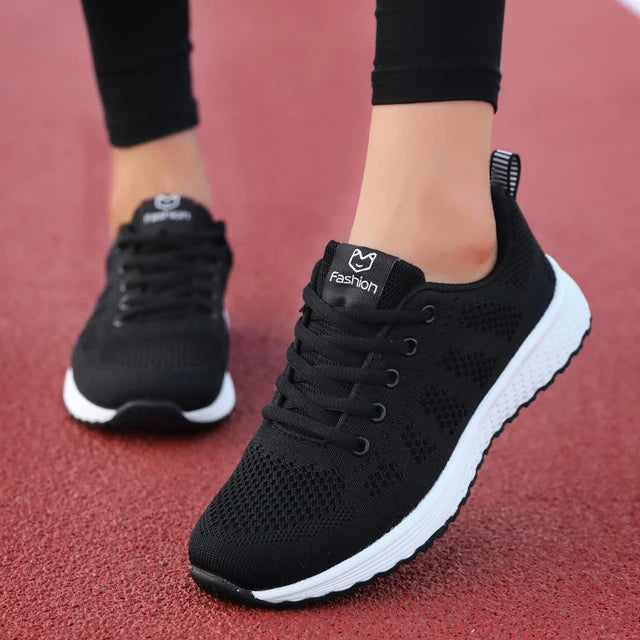 Women’s Breathable Mesh Walking Sneakers – Lightweight Flat Shoes
