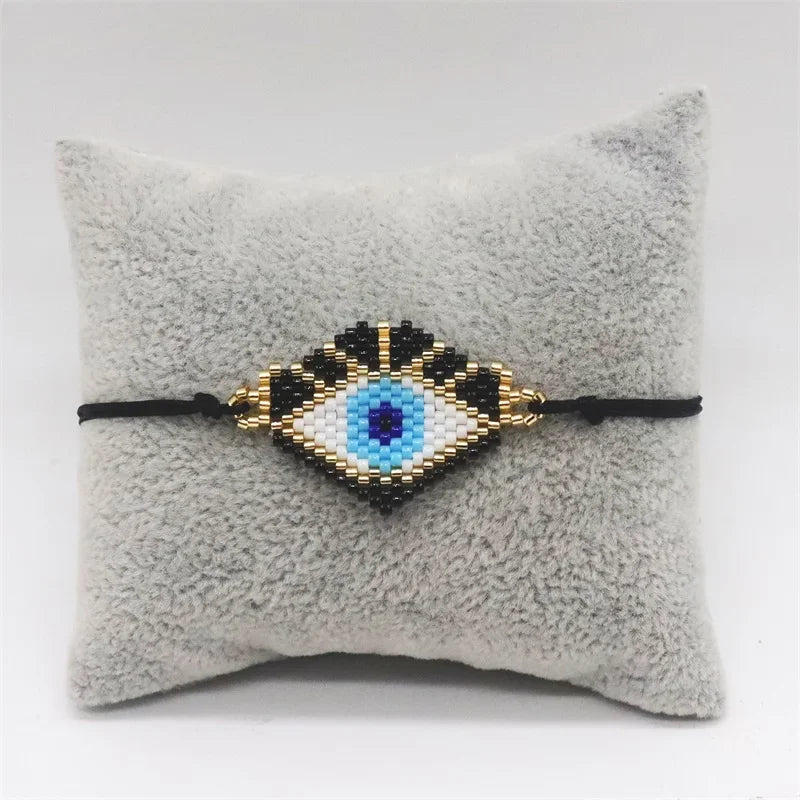 ALIYA Turkish Evil Eye Bracelet for Women Handmade Woven Colorful Miyuki Seed Beads Pulseras Lucky Greek Eye Bracelets Gift