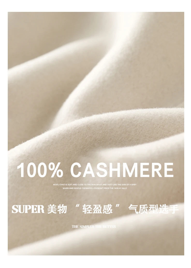 Ladies' 100% cashmere thick double-sided extended coat, classic, versatile and fashionable for business and leisure