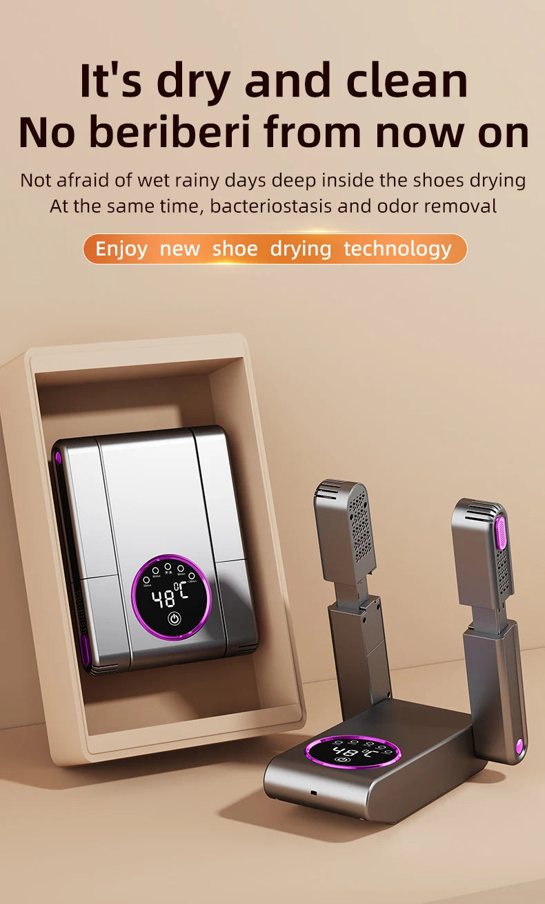 Foldable Electric Shoe Dryer  Deodorizer Sterilizer for Boots Sneakers Portable Smart Display Timer Control Travel Home Gym
