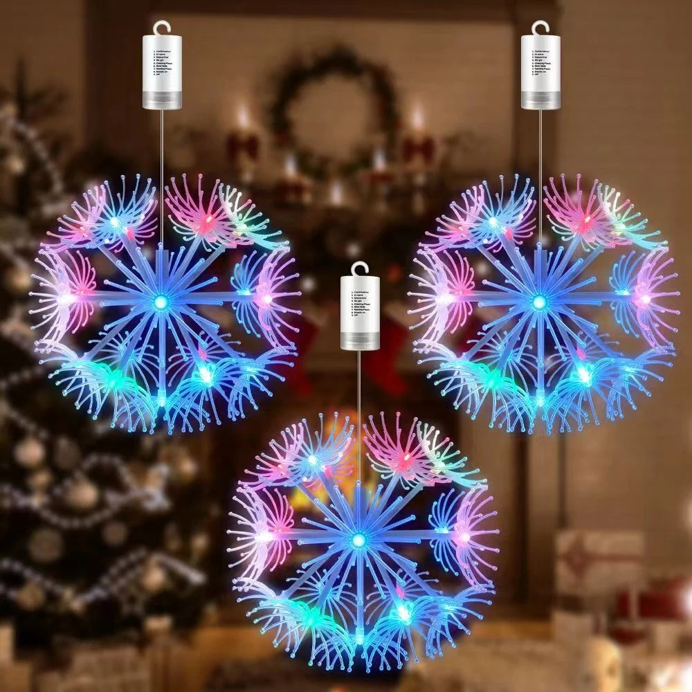 Dandelion Firework Lights 8 Modes 19LED Fairy Starburst Light with Remote Outdoor Decorations for Home, Party, Cafe, Wedding