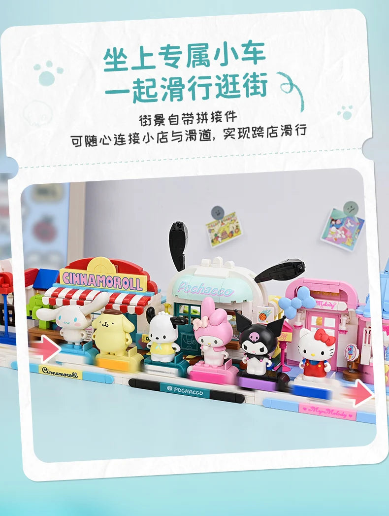 2025 New Keeppley Sanrio Street View Construction Building Blocks Kuromi Hello Kitty Collection Assembly Puzzle Children's Gift