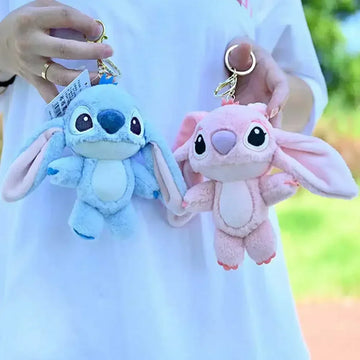 Cartoon Stitch Plush Keychain Soft Toy Cute Stuffed Animal Pendant Gift for Girls  Angel Doll Bag Charm Kids Birthday Present