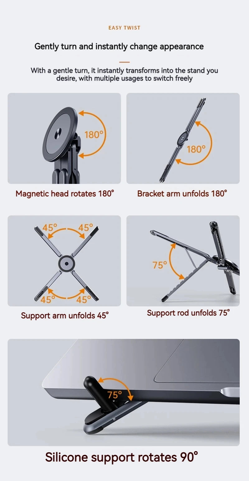 Foldable Aluminum Laptop & Tablet Stand – Portable Adjustable Holder