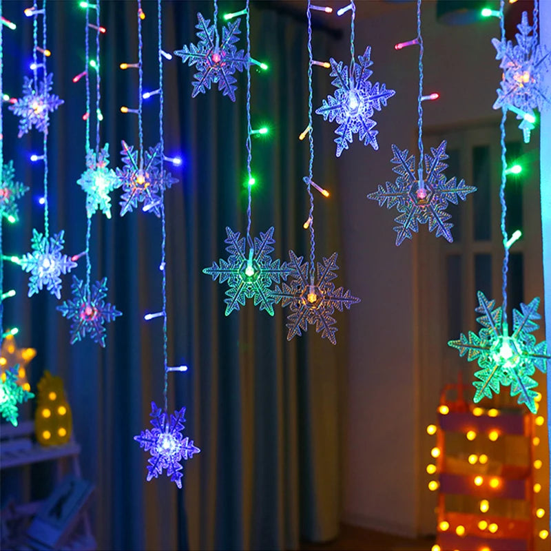Christmas Lights Outdoor Decoration Hanging Led Snowflake Lights Curtain String Lights Party Garden Eaves Decoration.