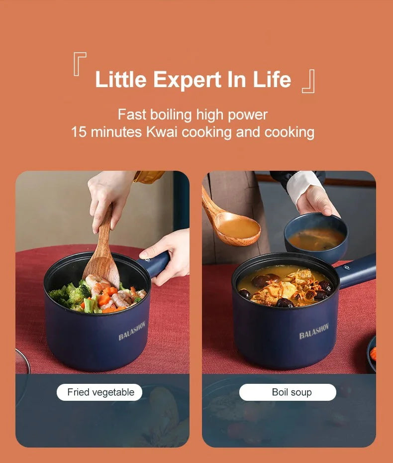 Mini Electric Cooker Multi-Function All-In-One Pot Single Double Layer Household Noodle Cooker Non-Stick Hot Pot Kitchen Tool