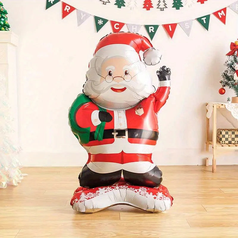 1pc 47-Inch Giant Standing Santa Claus Inflatable Balloon - for Christmas & Birthday Party Decorations, Aluminum Foil, Santa