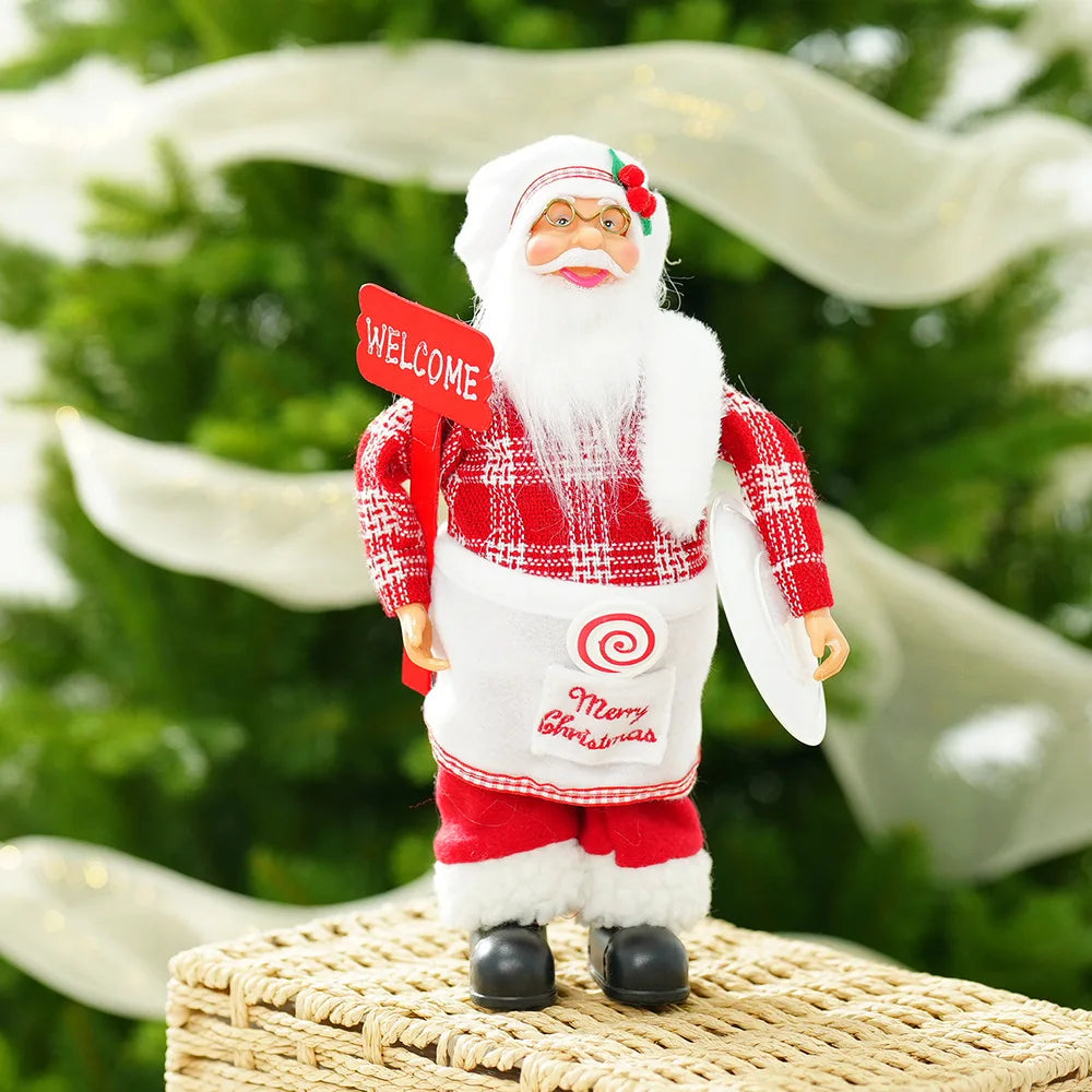 30cm Cute Santa Claus Doll Standing Santa Claus Statue 2025 Xmas Tree Ornament Christmas Decor Home Navidad Gift New Year 2026