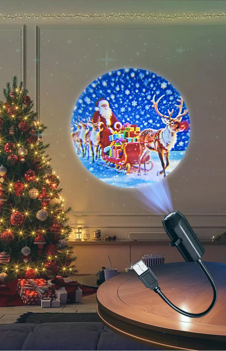2025 Christmas Day LED Night Light USB Flexible Projector Light Holidays Party led Atmosphere Lights Starry Moon Ambient Lamp