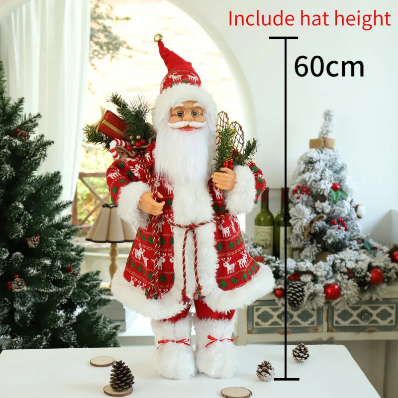 60CM Large Santa Claus Dolls Ornaments Standing Santa Figurine Doll Christmas Home Decoration Kids Gift navidad home decor