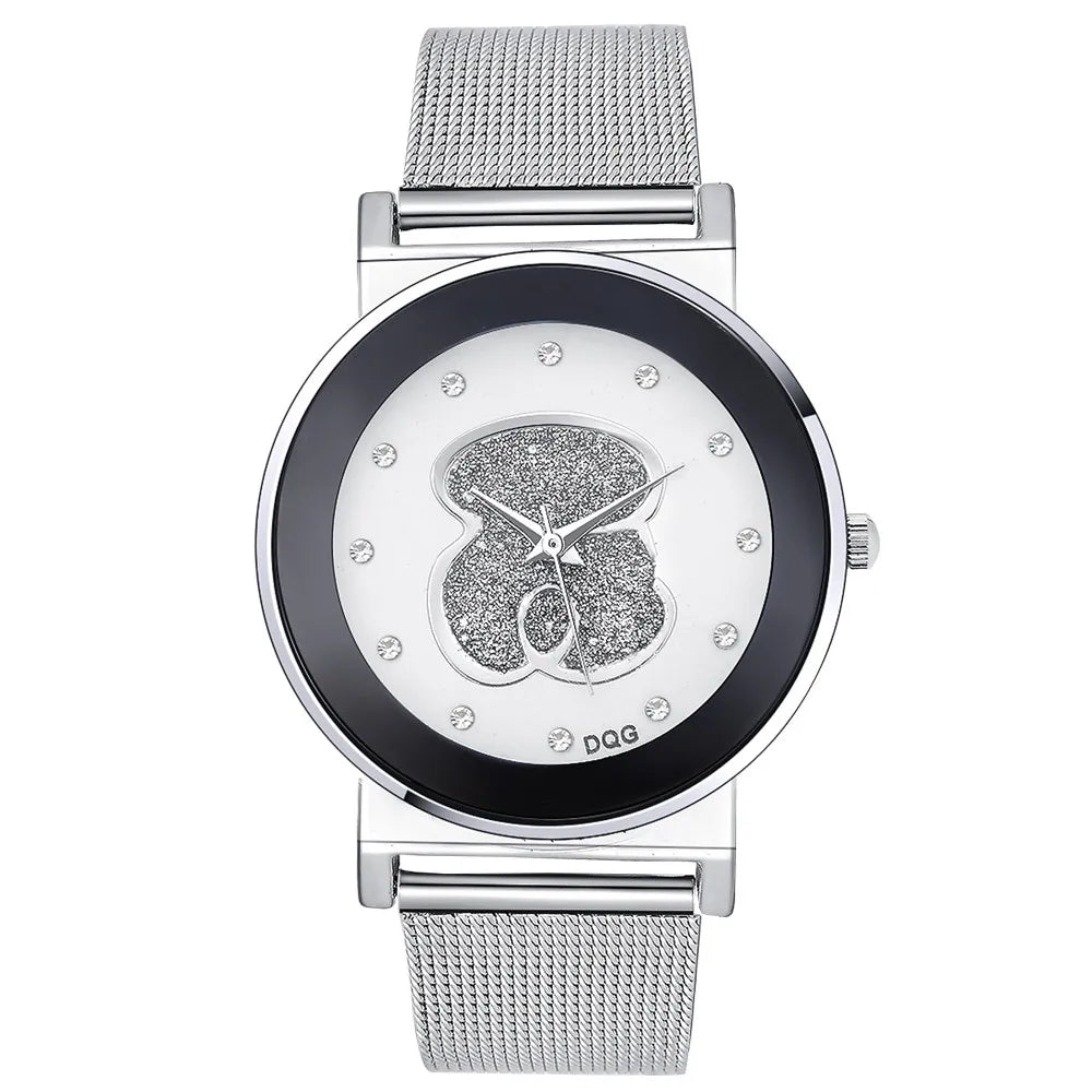 Women’s Bear Diamond Quartz Watch – Stainless Steel