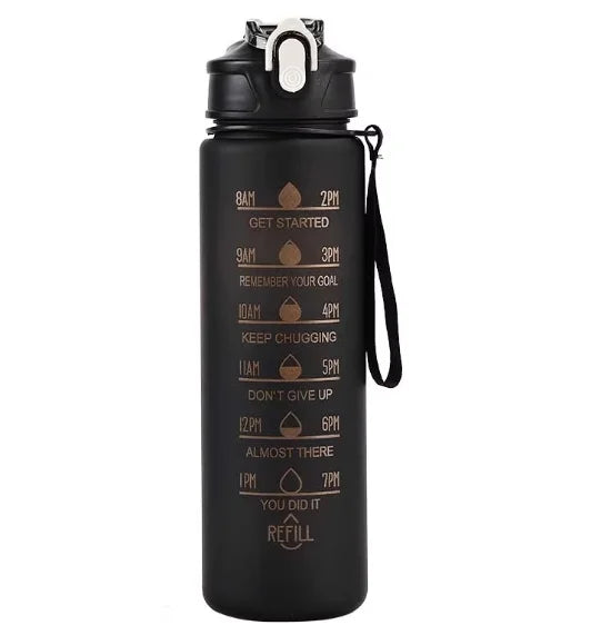 750ML Sports Water Bottle with Time-Tracking Straw Leak Proof Locking Flip Cover for Easy Carry Ideal for Outdoor Adventures