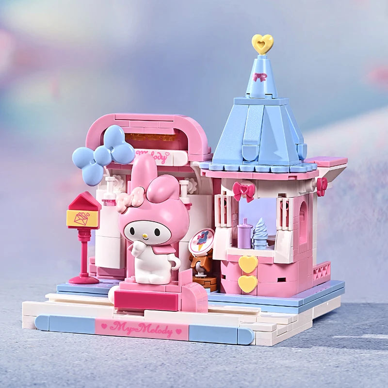 2025 New Keeppley Sanrio Street View Construction Building Blocks Kuromi Hello Kitty Collection Assembly Puzzle Children's Gift