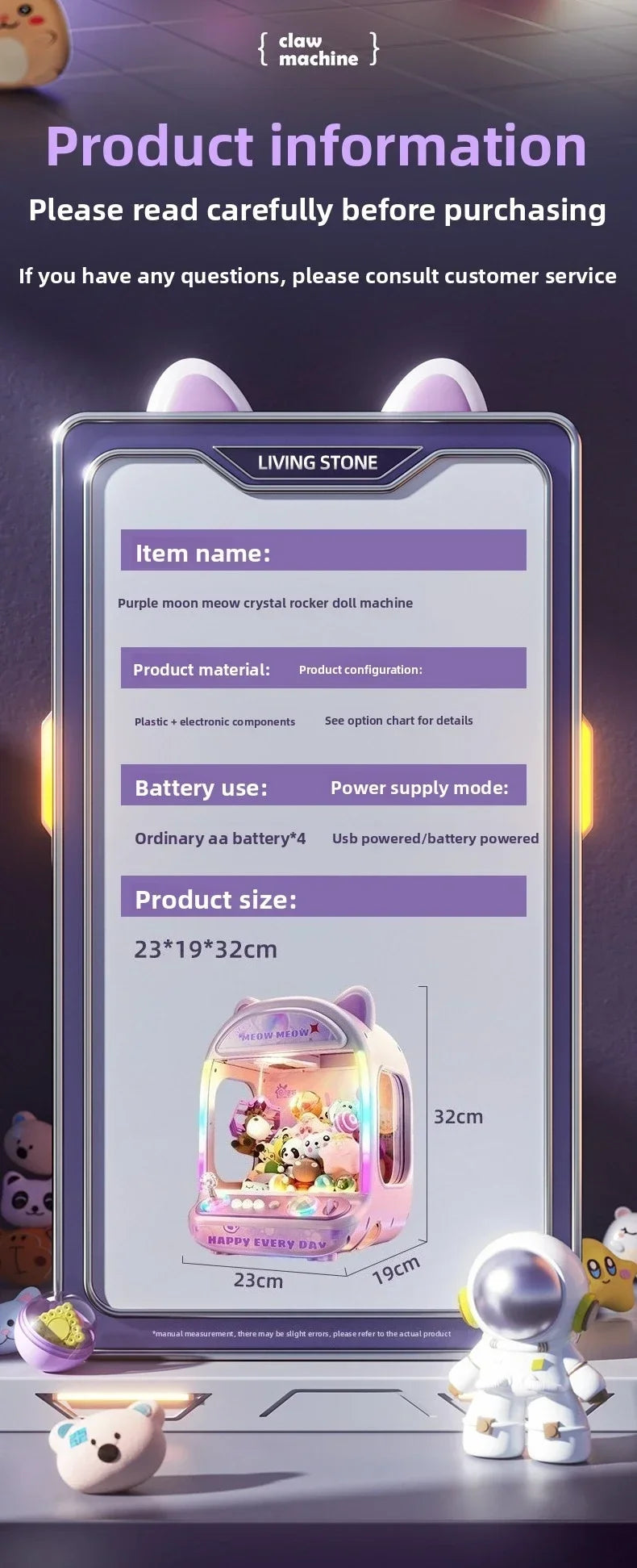 DIY Automatic Doll Machine Kids Coin Operated Play Game Mini Claw Catch Toys Crane Machines Music Doll for Christmas gifts