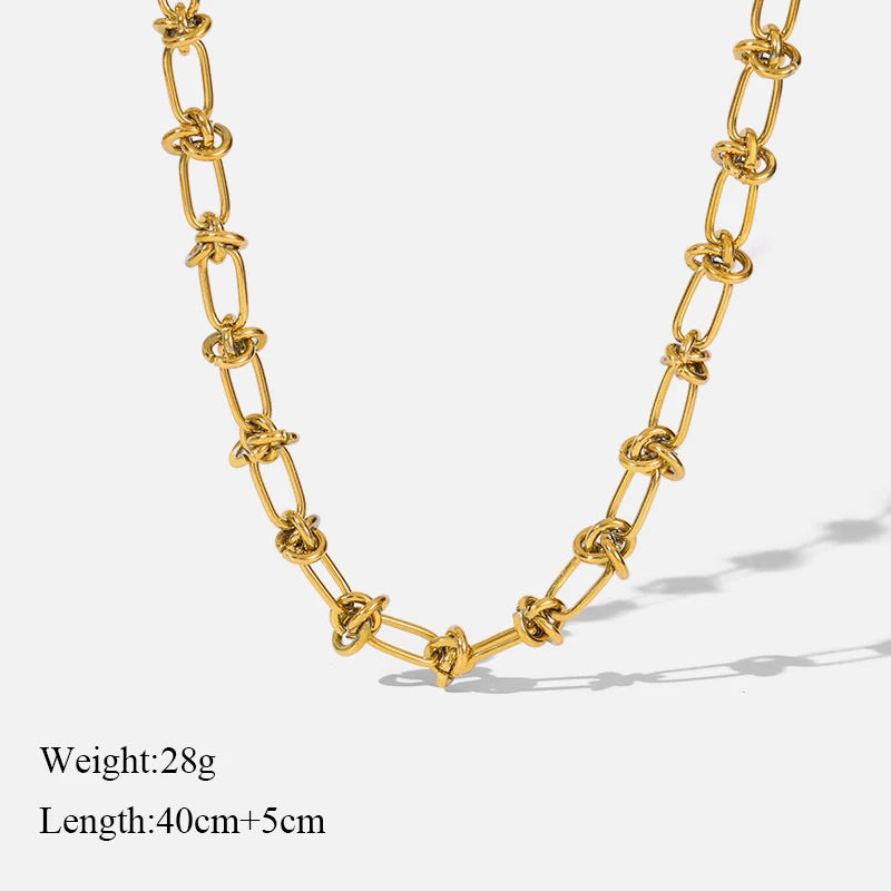 EILIECK 316L Stainless Steel Metal Gold Color Wide Watch Chains Neckalce Bracelet Set For Women Trendy Waterproof Jewelry Gift