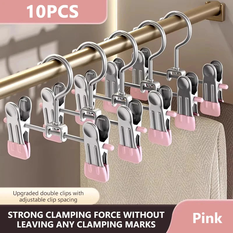 Stainless Steel Multi-Functional Clothes Hanger Clips – Wardrobe Organizer