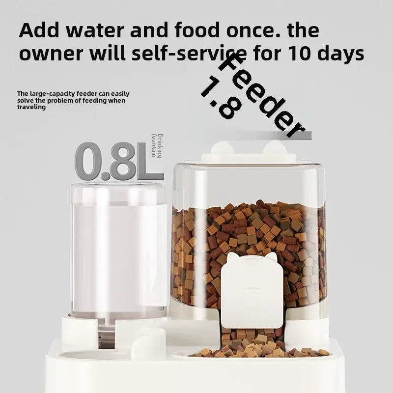Cat feeder, dog and cat basin, equipped with water dispenser bowl, automatic recycling utensil, universal pet products