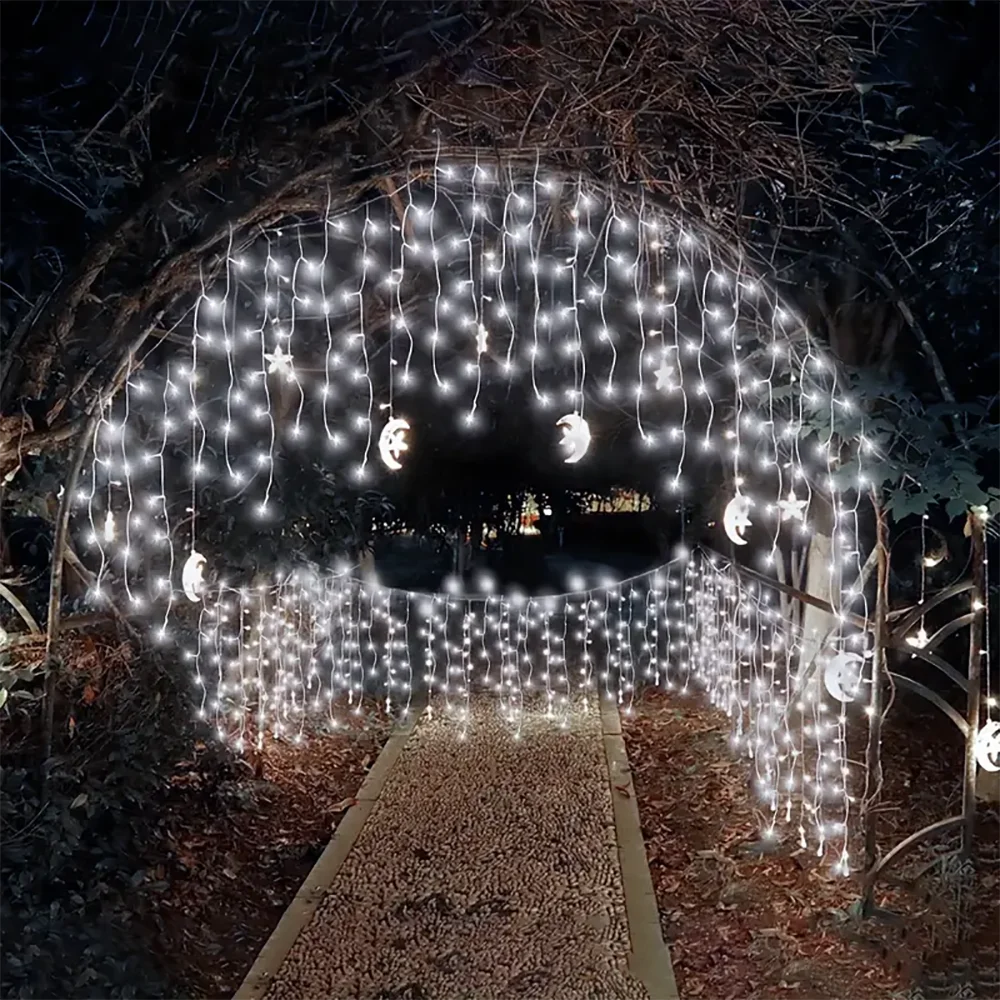 Solar Icicle Lights Wedding Decoration Fairy Lights String 8 Modes Outdoor Eaves Decoration For Christmas Party Garden Lighting