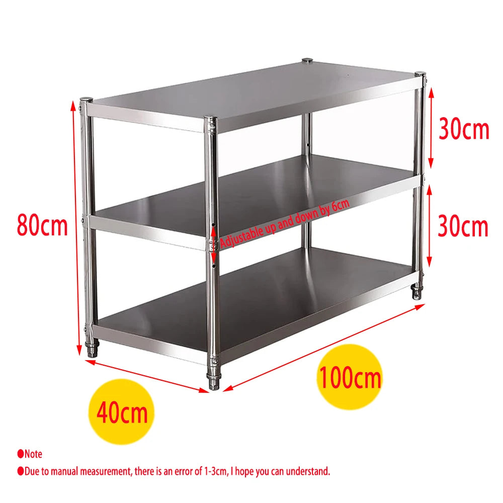 Stainless Steel Shelf, Kitchen Storage Rack, 3-Tier Shelving Units and Storage, Standing Shelving Work Table for Kitchen Garage