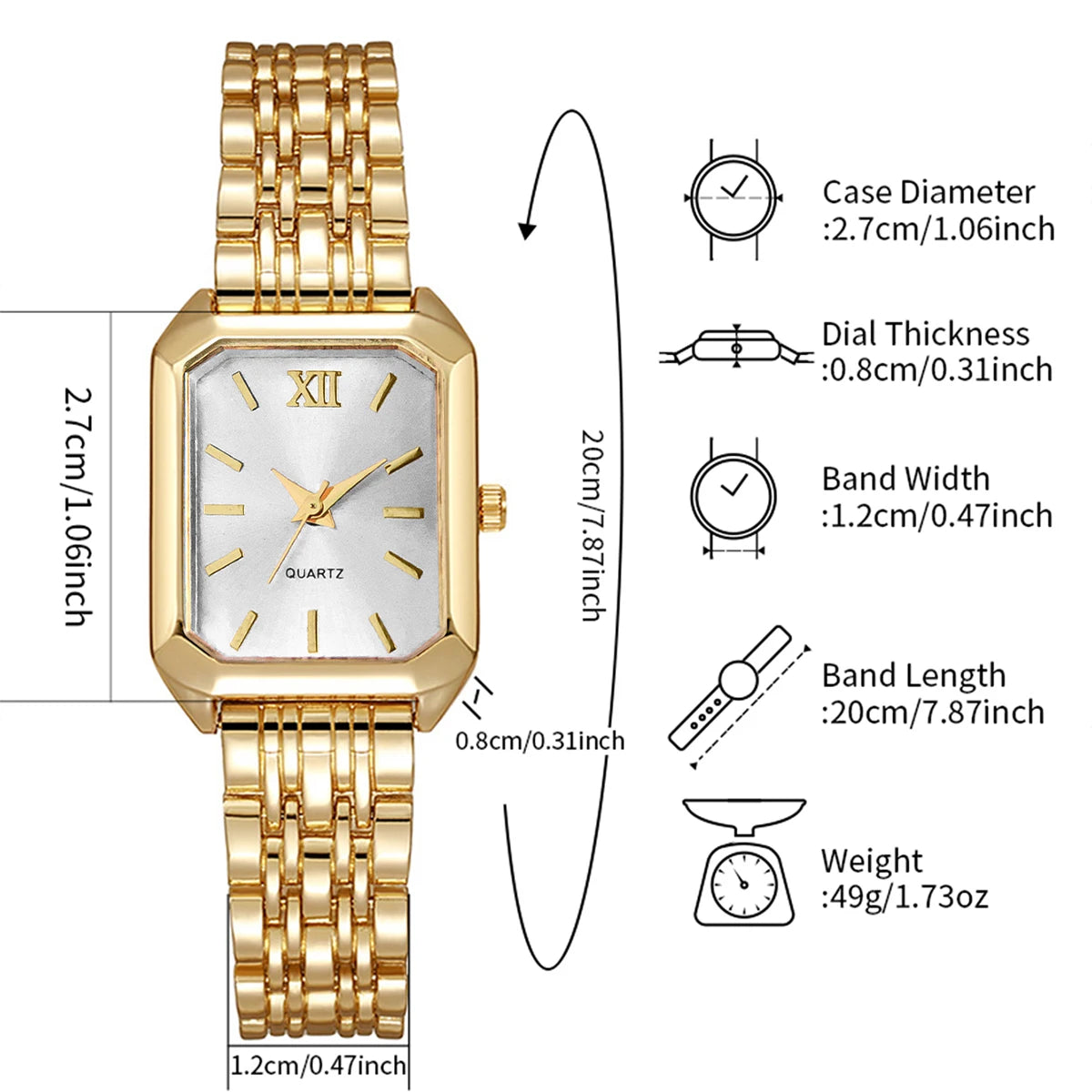 4/5/8/9PCS Fashion Rectangle Women Watches Set Luxury Analog Quartz Wristwatch For Ladies Clock Reloj Mujer（Without Box）