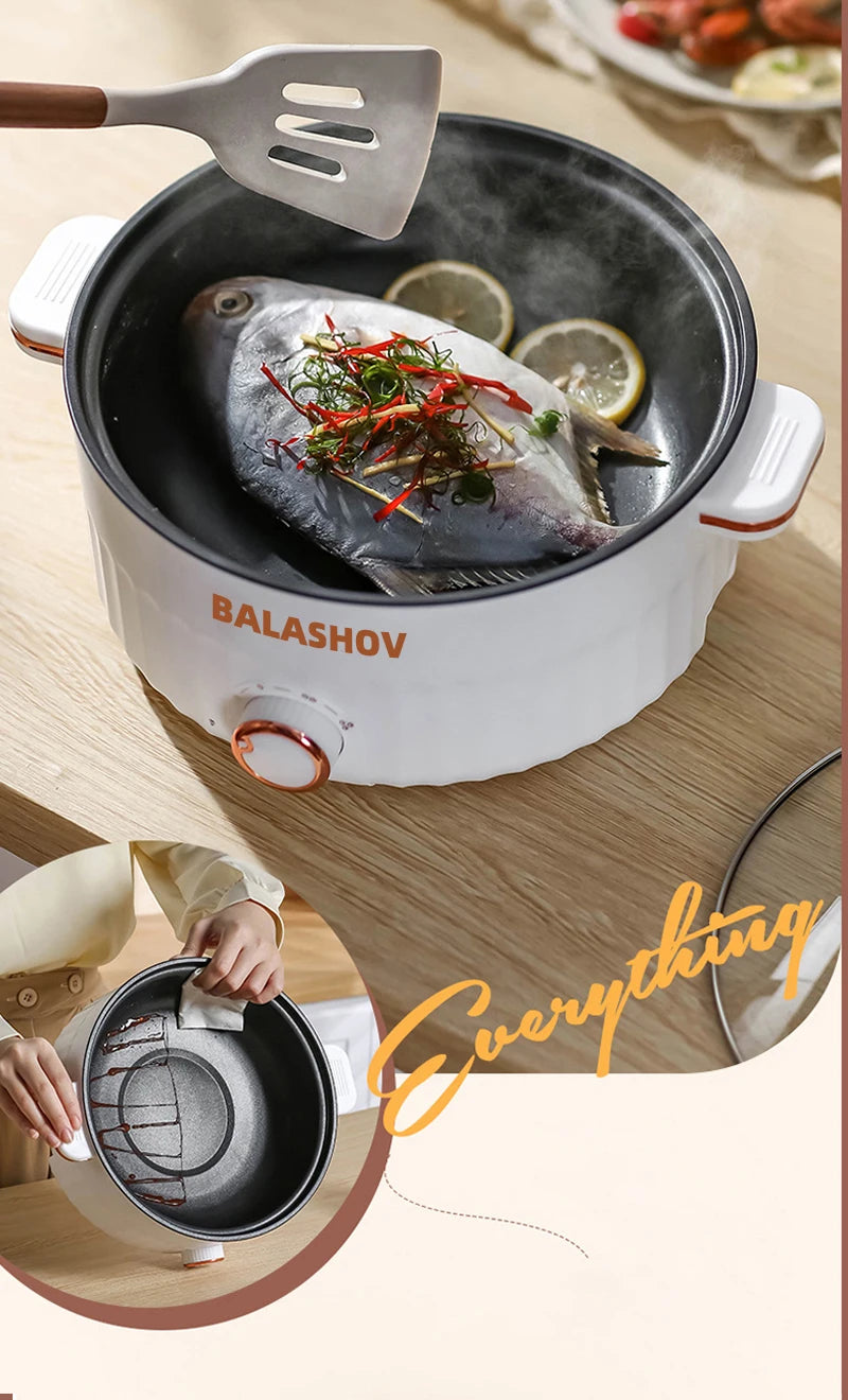 Electric Cooker Dormitory Multi Cooker Household for Hot Pot Cooking and Frying and Double Layer Soup Heater Pot Fry EU /US Plug