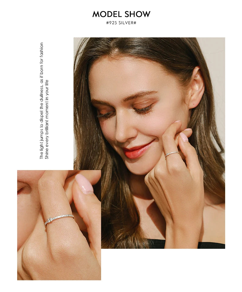 Modian 2021 Real 925 Sterling Silver Simple Square Clear CZ Charm Gold Color Finger Rings For Women Wedding Engagement Jewelry