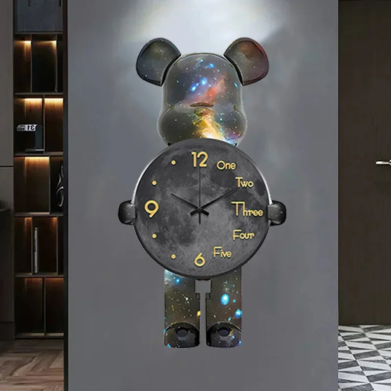 Large Bear Wall Clocks CreativeBear Wall Clock Aesthetic Giant Wall-clock Luxury Living Room Decoration Dining Room Ornament