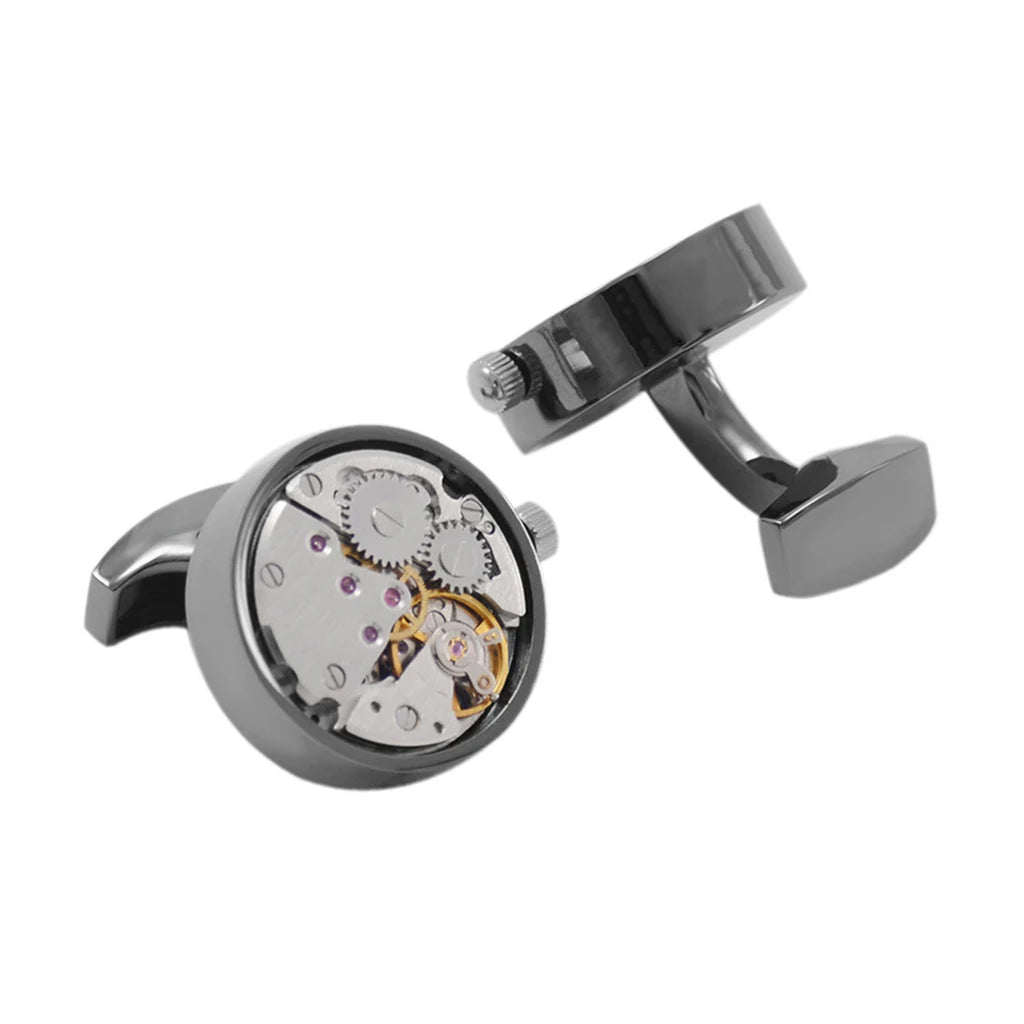 SAVOYSHI Mechanical Watch Movement Mens Shirt Cufflinks Functional Self Rotating Watch Mechanism Gears Cuff Links Gift