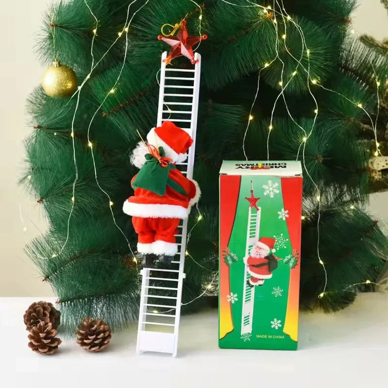Electric Climbing Santa Claus Christmas Ornament Festive Decoration for Kids Gift Shopping Mall Holiday Scene Display