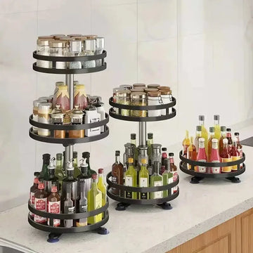 Rotatable Kitchen Storage Rack kitchen Accessories Spice Storage Rack Clean Storage 360 Degrees Rotatable Organizer Turntable