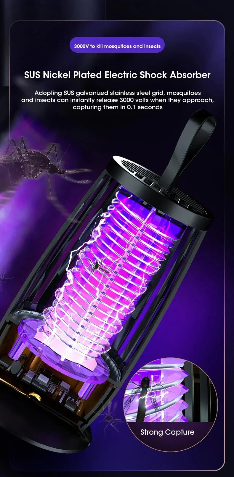 2 in 1 Rechargeable Mosquito Killer Lamp - Mute Anti-Mosquito with Timing Control USB Charging 360° trappin