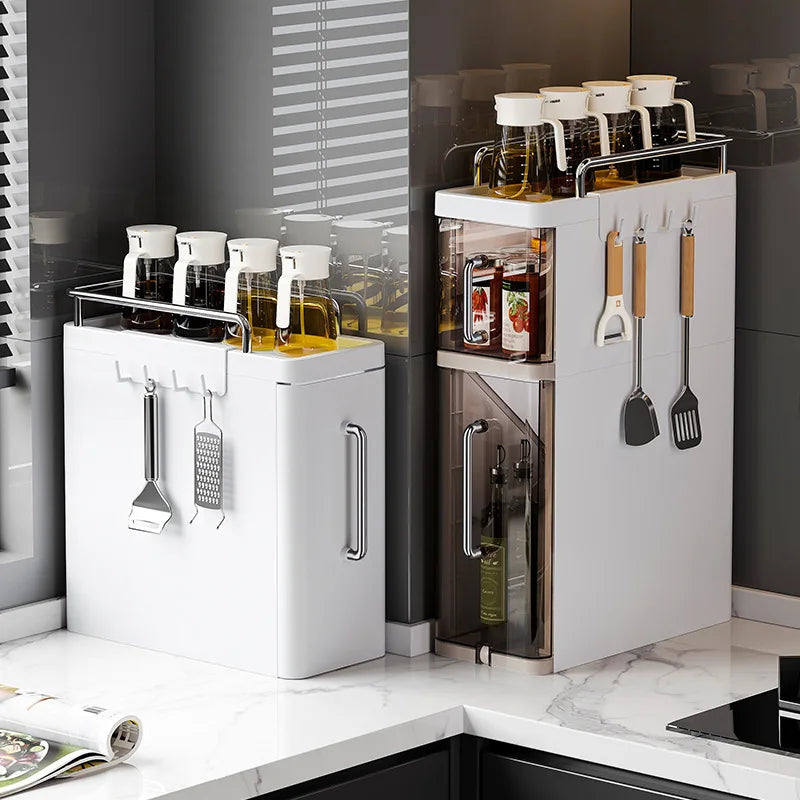 2/3 Layer Kitchen Spice Shelves Pull-Out Spice Organizer Shelf Household Multi-Functional Oil Salt Sauce and Vinegar Storage