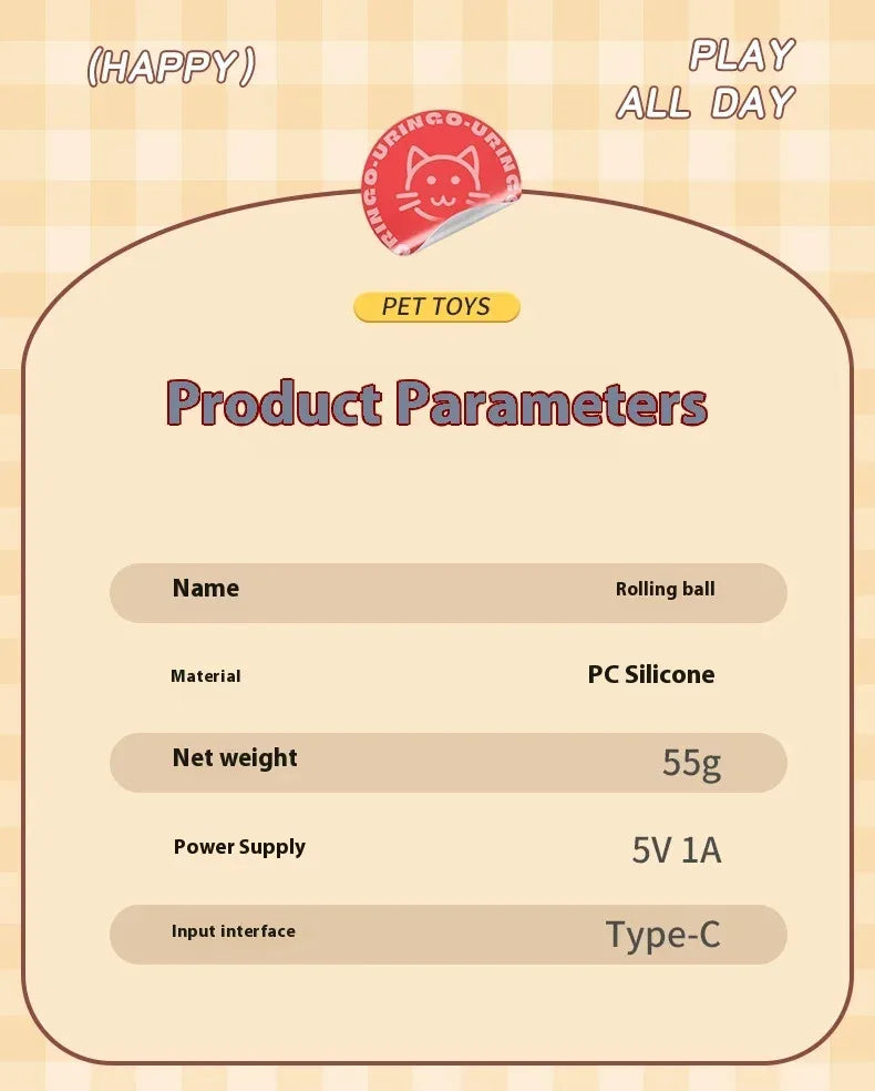 Smart Interactive Cat Ball Toy with Faux Tail