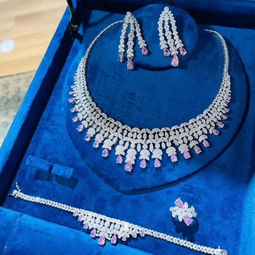 2023 Hot Selling Cubic Zirconia Bridal Wedding Jewelry Set Bridal 4-piece Set Women's Jewelry Set Jewelry Brand Reproduction