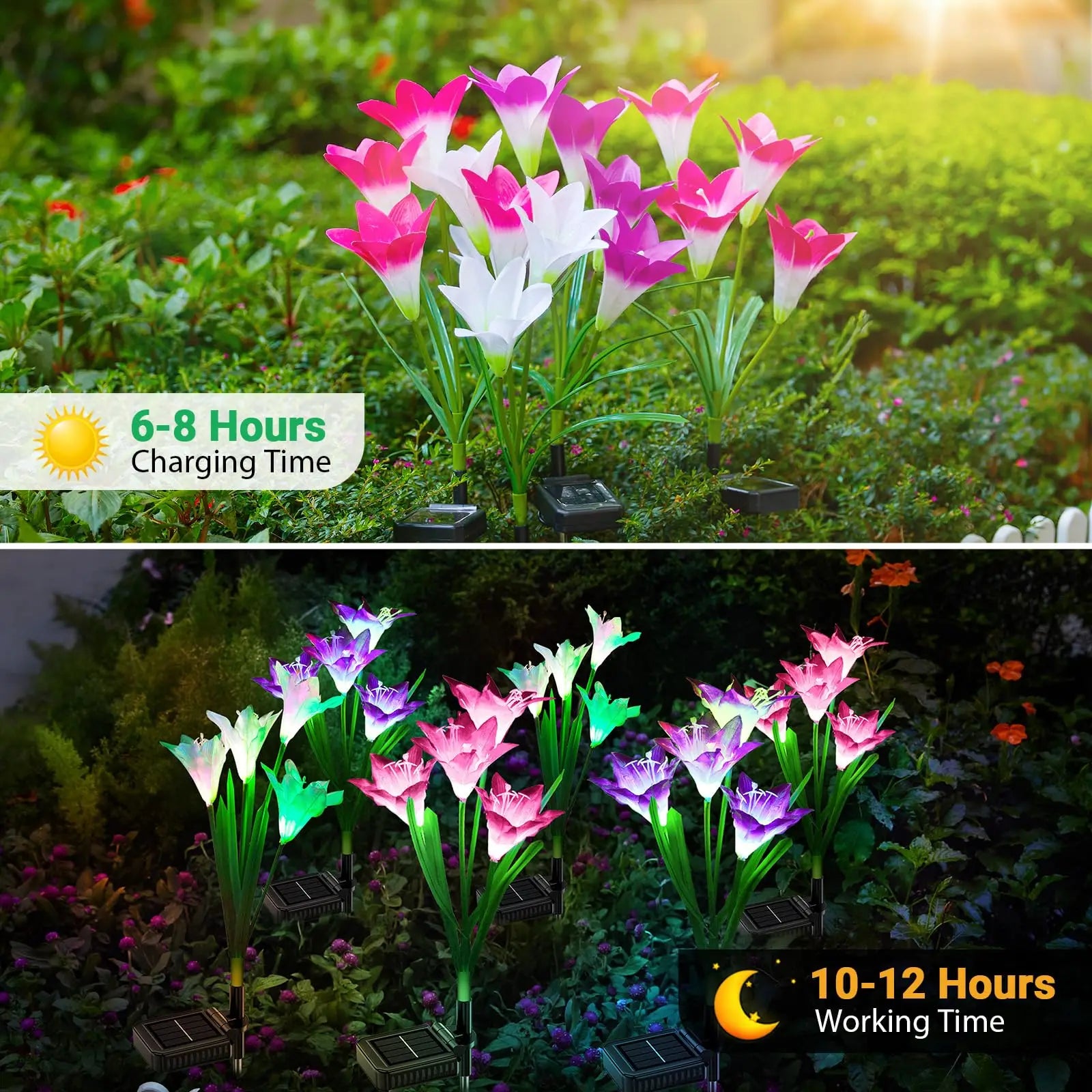 Lily Flower Solar Outdoor Light Ip65 Waterproof Solar Powered for Garden Pathway Landscape Lights Courtyard Yard Decoration
