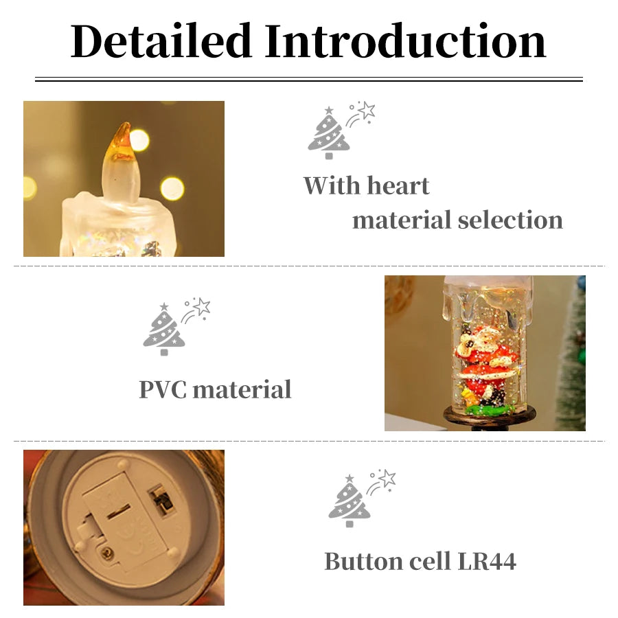 LED Christmas Tree Night Lights Christmas Candles Crystal Lights Christmas Gifts for Family and Friends Creative Gifts