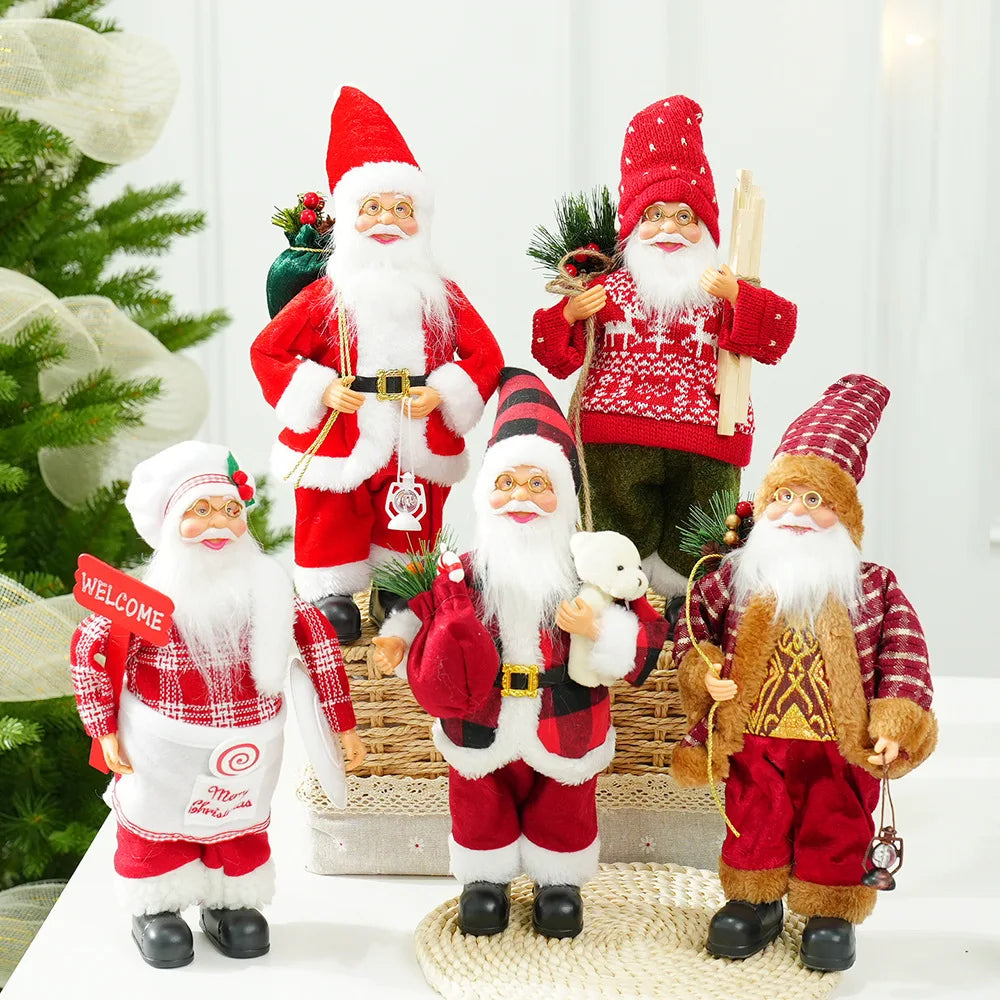 30cm Cute Santa Claus Doll Standing Santa Claus Statue 2025 Xmas Tree Ornament Christmas Decor Home Navidad Gift New Year 2026