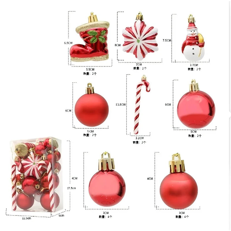 32 Style Christmas Balls Gold Red Christmas Tree Decoration Hanging Bauble Balls Pendant Xmas Party Supplies New Year Gift 2026