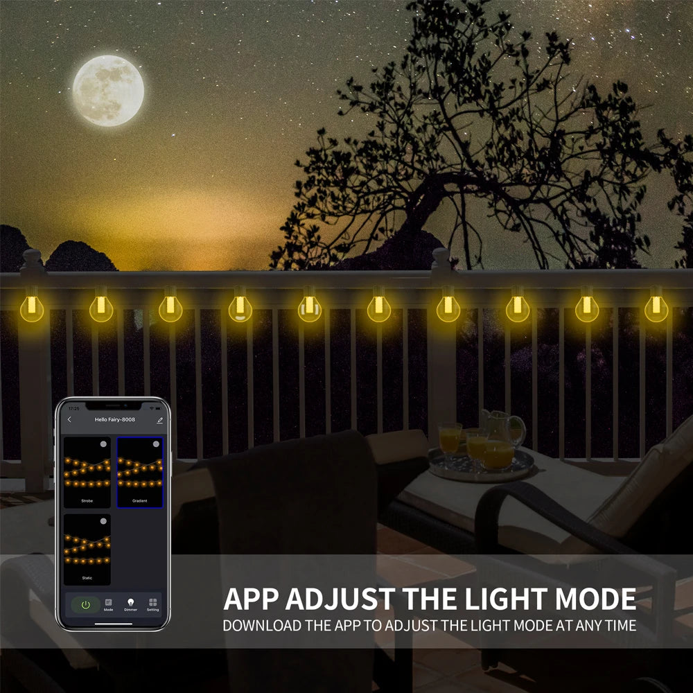 S14 Outdoor Lights DIY String Lights 3Modes Adjustable Remote Control Lights Bulbs for Patio Garden Outside Backyard Christmas