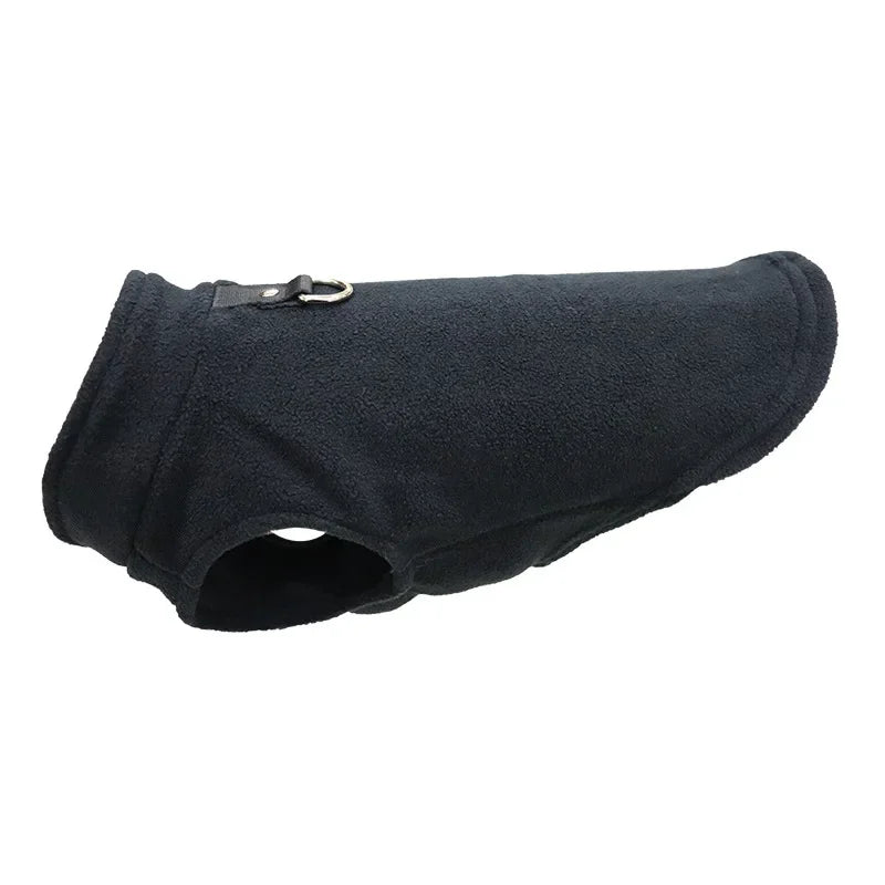 Fleece Dog Sweater Warm Vest with Leash Ring