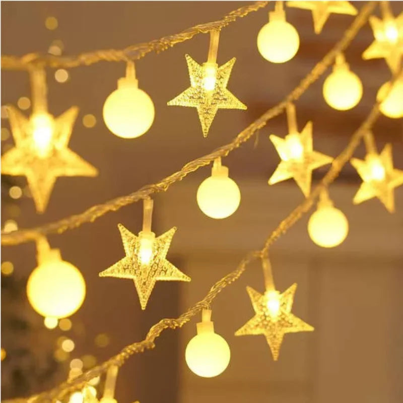 Led Christmas String Lights Snowflake Light Garland Decoration For Home 2025 Christmas Decorations Outdoor Garden Wedding Party
