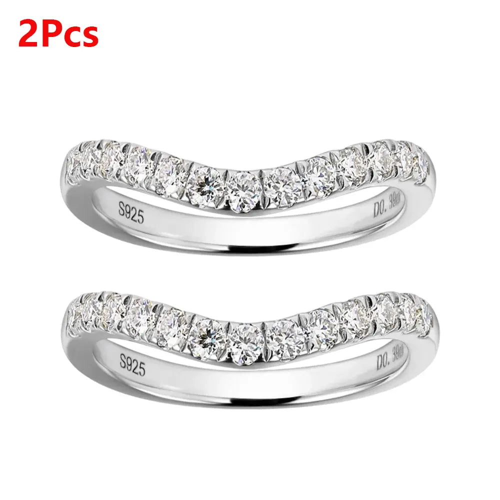 LinkerLove Moissanite Ring Diamond Curve Wedding Band 925 Sterling Silver Couple Engagement Ring Trend Fine Jewelry Gift for Her