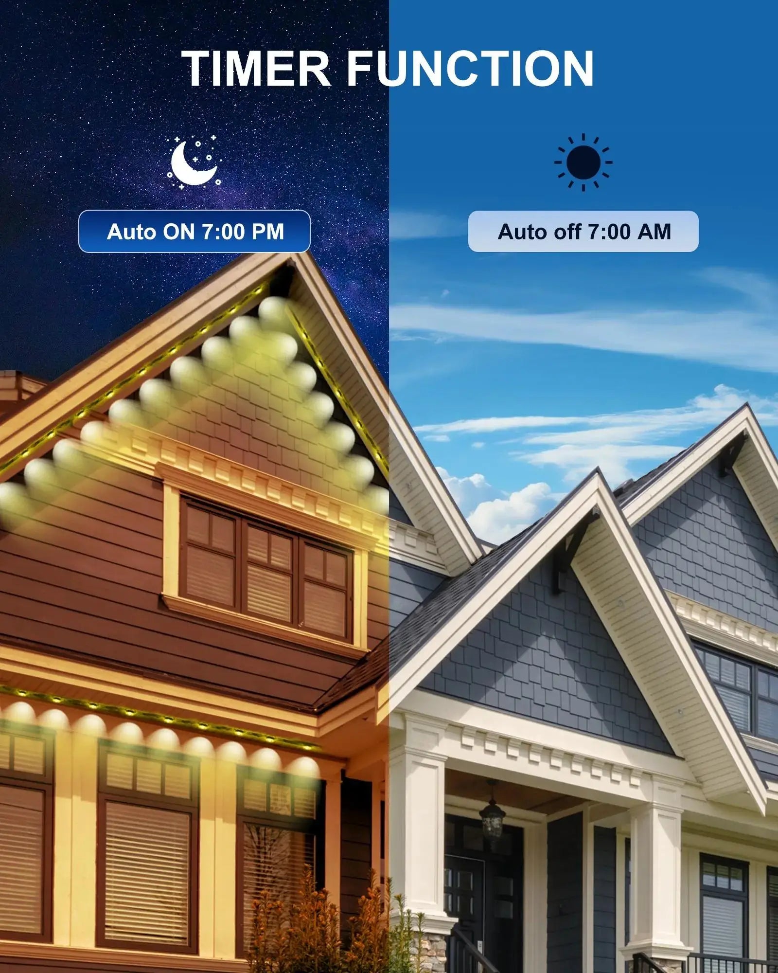 20M Permanent Outdoor Lights Smart RGBIC LED Eaves Lights with App/Remote Control Full House Flashing Lighting Christmas  Decor